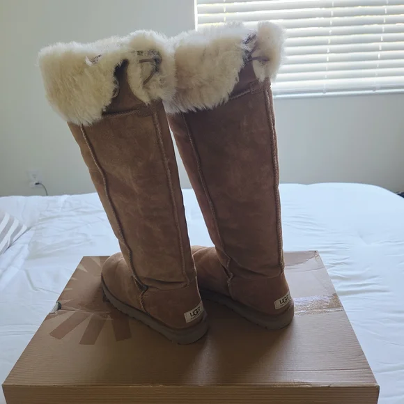 UGG Tan and Cream Over the Knee Boots - Picture 2 of 10
